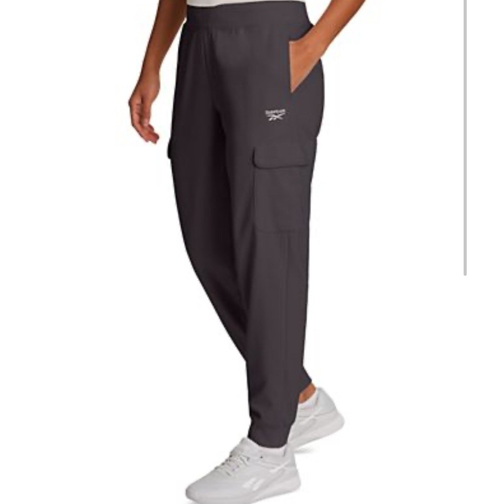 Reebok Mens Surge Athletix Cargo Joggers Ebony Grey Slim Fit REM243PA20007 Large